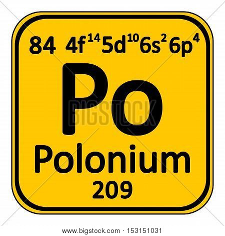 Periodic table element polonium icon on white background. Vector illustration.