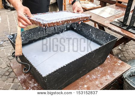 old papermaking craft hand canvas liquid paper