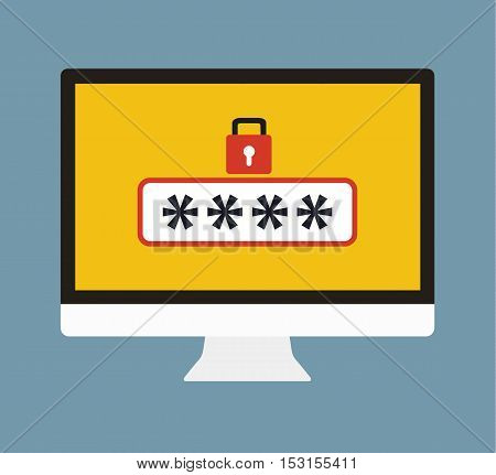 Password Security - Protection Of User Data - Anti Phishing - Password Lock Vector Flat Illustration Icon Stock