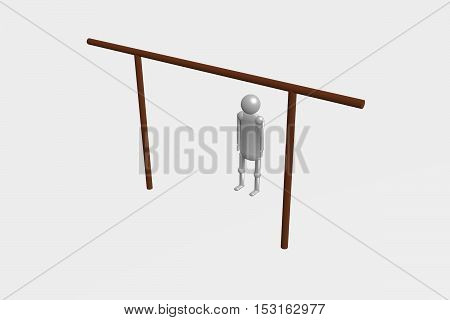 Sport - man standing in front of horizontal bar. 3D rendering