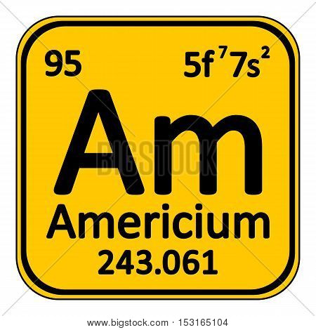 Periodic table element americium icon on white background. Vector illustration.