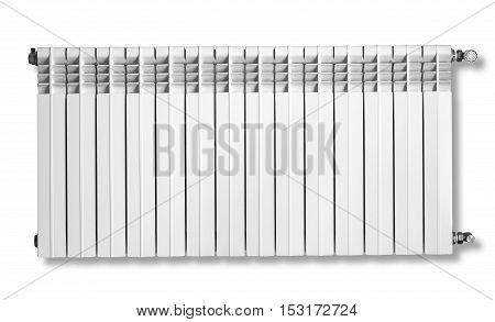 Heating radiator with thermostat isolated on white with clipping path