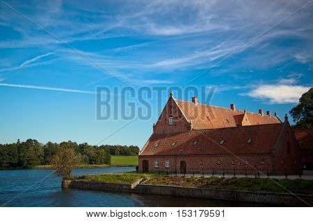 Beautiful Gisselfeld park palace and cloister, Denmark