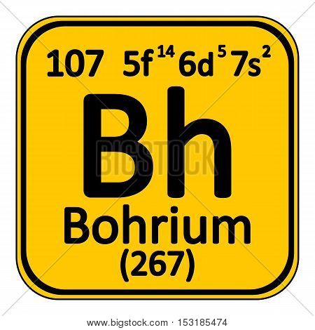 Periodic table element bohrium icon on white background. Vector illustration.