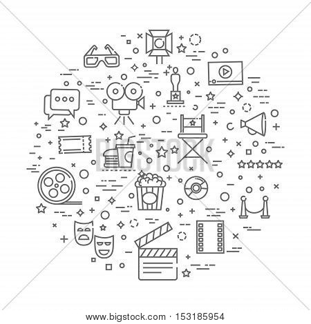 cinema line vector icon set. Movie and arts