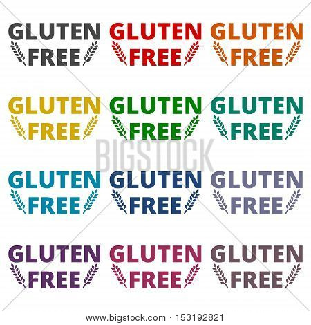 Simple Gluten free icons set on white background