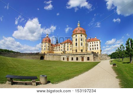 Beautiful view of castle Moritzburg Saxony Germany