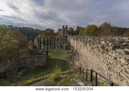 Divci Kamen Ruin Of Castle In Autumn Time