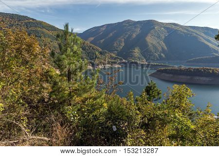 Amazing ladscape with  forest around Vacha (Antonivanovtsy) Reservoir, Rhodopes Mountain, Bulgaria