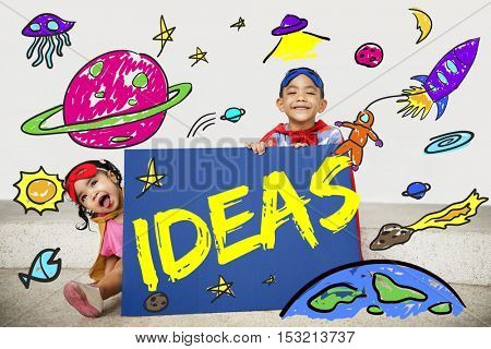 Kids Imagination Space Rocket Joyful Graphic Concept