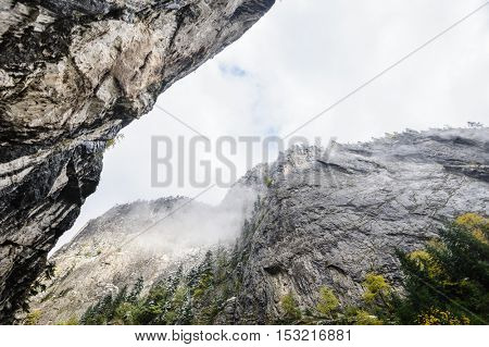 Bicaz Canyon at Carpathian mountains, Romania, at later autumn. Canyon is one of the most spectacular in Romania.