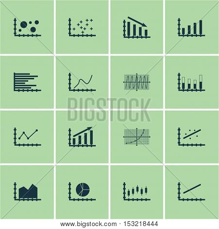 Set Of Graphs, Diagrams And Statistics Icons. Premium Quality Symbol Collection. Icons Can Be Used F
