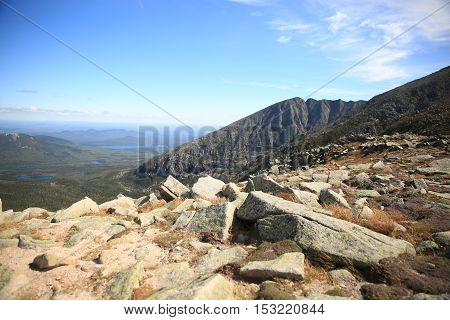 View of Knife Edge in Mt Katahdin in Maine