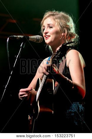 The Engine Rooms Southampton - October 21 2016: Lizzy Ward Thomas with British country duo Ward Thomas performing at the Engine Rooms