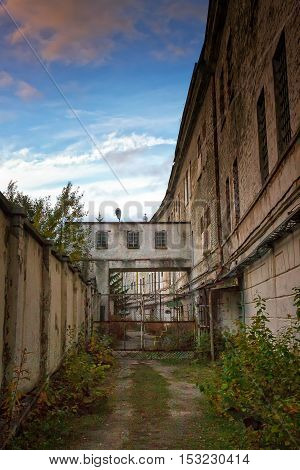 An old iron gate at the Patarei prison in Tallinn Estonia. The prison was originally built in 1840 but it was still in use in 2002. The future of the building is open at the moment.
