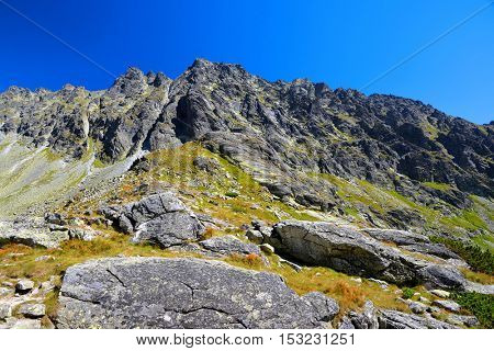 Mountain landscape in Western Carpathians. Mlynicka Valley in Vysoke Tatry (High Tatras), Slovakia