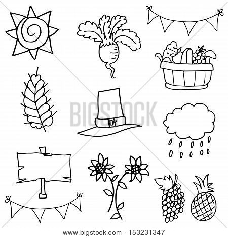 Stock collection thanksgiving element doodles vector art