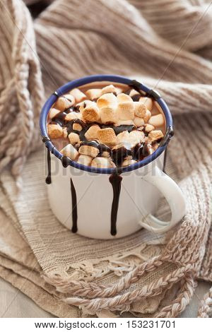 s'mores hot chocolate mini marshmallows cinnamon winter drink