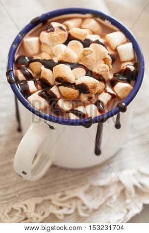 s'mores hot chocolate mini marshmallows cinnamon winter drink
