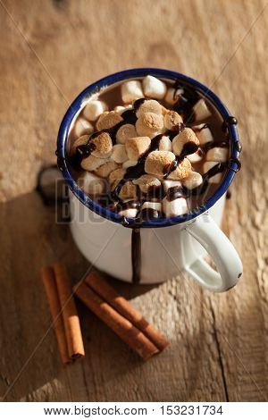 s'mores hot chocolate mini marshmallows cinnamon winter drink