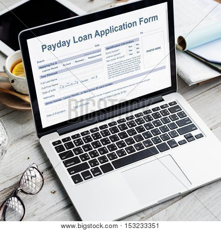 Payday Loan Application Form Salary Debt Concept
