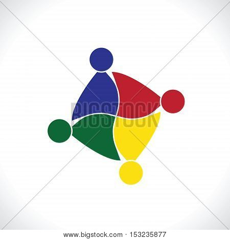 Teamwork Meeting 4. people icon. people friends logo concept vector icon. this icon also represents friendship, partnership cooperation unity,