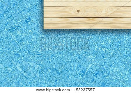 top view wooden deck or floor and swimming pool in the hotel or resort for travel at summer holiday background