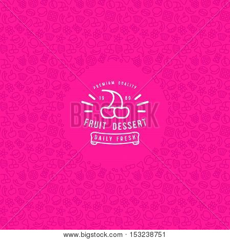 Stock Vector Fruit Dessert Label And Frame With Pattern