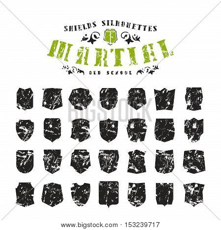 Stock Vector Set Of Shields Silhouettes