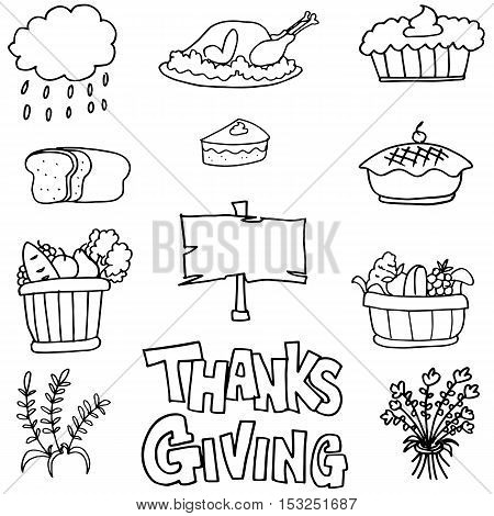 Doodle of thanksgiving stock colelction vector art