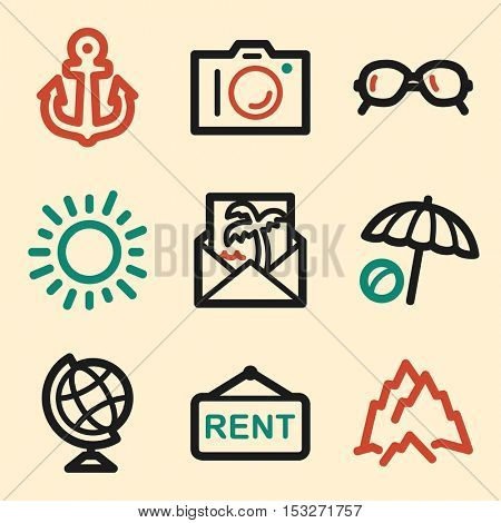 Vacation icon, transport vector web sign.  Trip mobile icon. Iinfographics symbols.
