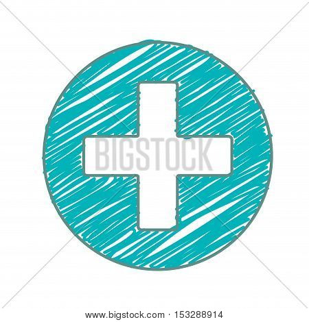 plus icon over circle shape and white background. vector illustration