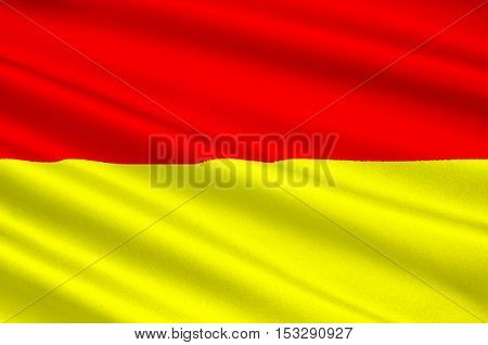 Flag of Wroclaw is the largest city in Poland. 3d illustration