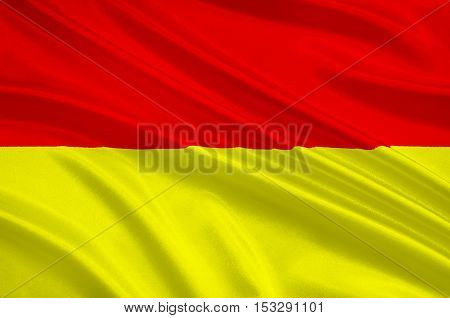 Flag of Wroclaw is the largest city in Poland. 3d illustration