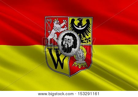 Flag of Wroclaw is the largest city in Poland. 3d illustration