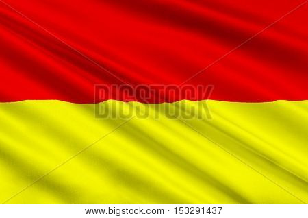 Flag of Wroclaw is the largest city in Poland. 3d illustration