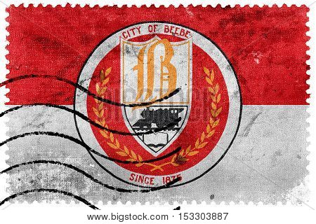 Flag Of Beebe, Arkansas, Usa, Old Postage Stamp