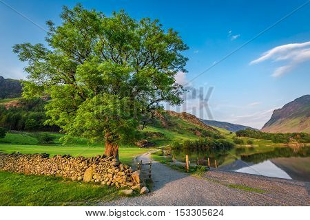 Wonderful Sunset At Lake In District Lake, England