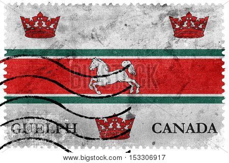 Flag Of Guelph, Canada, Old Postage Stamp