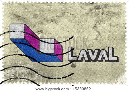 Flag Of Laval, Quebec, Canada, Old Postage Stamp