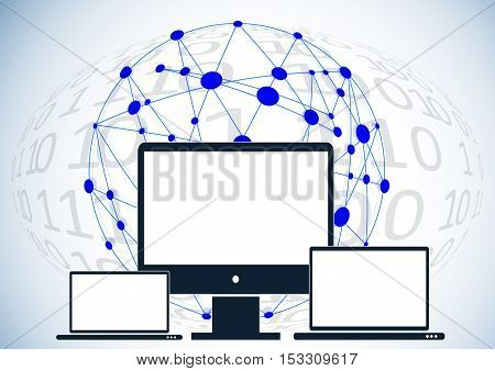 Technology koncept.Binary background . Vector Technology.Globe consisting of binary codes.Computer network.