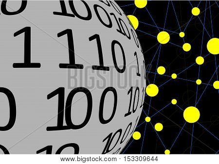 Technology koncept.Binary background . Vector Technology.Globe consisting of binary codes.Computer network.