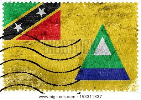 Flag Of Nevis, Saint Kitts And Nevis, Old Postage Stamp