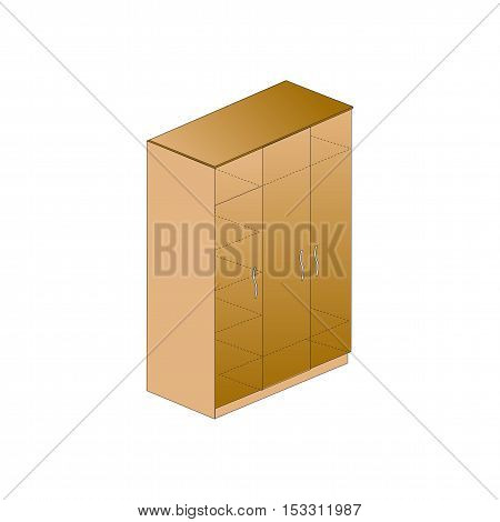 Vector illustration Wardrobe and wooden shelves for clothes