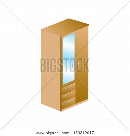 Vector illustration Wardrobe and wooden shelves for clothes