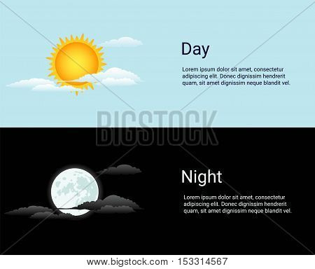 Vector day and night vector time concept background