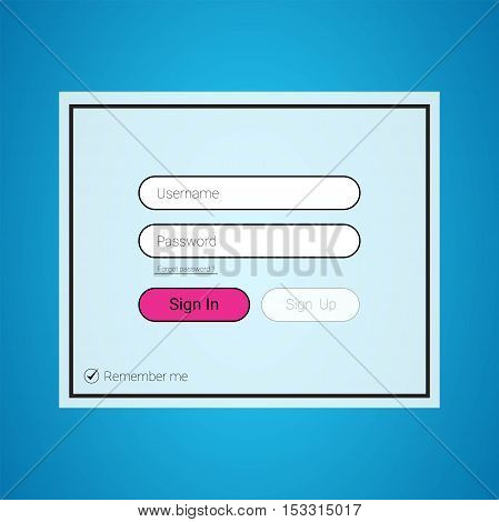Vector blue login form ui element in flat style