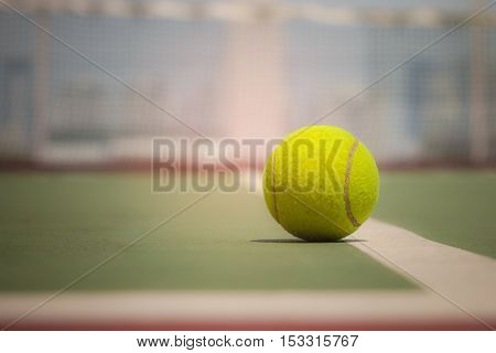 Tennis Ball on the Court Close up