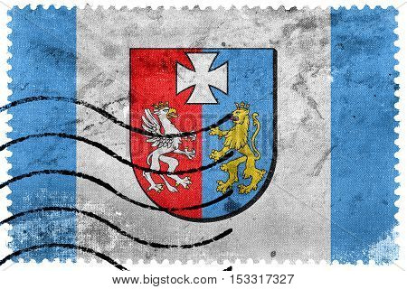 Flag Of Subcarpathian Voivodeship, Poland, Old Postage Stamp
