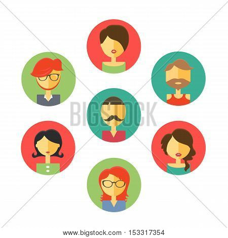 Set of avatars Vector illustration flat icons